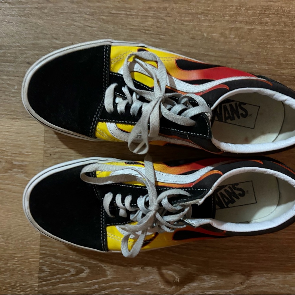Vans Black and Yellow Flame Sneakers - Picture 2 of 6